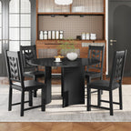 GOFLAME Wood Dining Chairs Set of 4, Modern Kitchen Side Chairs with Solid Rubber Wood Frame, Leaf-Shape High Backrest, Armless Dinette Chairs for Dining Room, Restaurant, Black