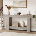 GarveeHome Entryway Console Table, Farmhouse 2-Tier Entryway Table, Long Sofa Accent Table Behind Couch Table with Open Storage for Entrance, Living Room, Hallway, Light Grey, 63"