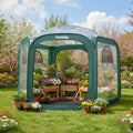 Porayhut Pop up Greenhouse Tent,Portable Large Walk-in Plant House 10’X10’ ,Indoor Outdoor Gardening Plant Sunshine Room with PVC Mesh Cloth Cover for Protecting Plant from Cold Frost & Birds