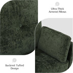 Luxury Oversized Accent Reading Chair for Living Room, 41", Chenille, Green | Upholstered Piping Single Armchairs with Comfy Tufted Backrest, Wood Legs, 2 Pillows for Bedroom, Office, Reception Area
