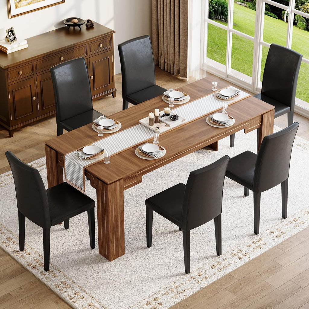 71" Wood Dining Table for 6-8, Large Rectangular Wood Grain Kitchen Dining Table with Thick Stable Legs for Dining Room and Family Dining