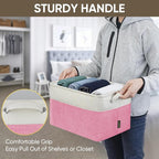 BALEINE 3 Pack Fabric Storage Bins for Shelves, Linen Storage Baskets for Organizing, Decorative Closet Bins for Clothes, Home (Pink, 15''x11''x9.5'')
