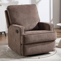 ANJ 360° Swivel Rocker Recliner Chair for Adults, Classic Manual Glider Recliners with Overstuffed Backrest, Upholstered Rocking Reclining Sofa Chair for Living Room, Brown