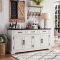 JXQTLINGMU 66" Farmhouse Buffet Cabinet with Storage, Sideboard Credenza, Carved Cloud-Inspired Doors, 3 Drawers & Adjustable Shelves, Coffee Bar Cabinet, Off White