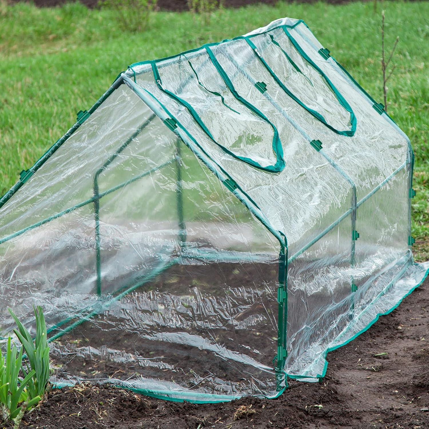 uxcell Greenhouse Clamps for 9/16inch PVC Pipe, 20pcs Greenhouse Film Clamps Shading Net Rod Clip Garden Hoops for Row Cover, Greenhouse Plastic Sheeting(Dark Green)