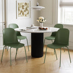 KISLOT Dining Chairs Set of 4, Plastic Outdoor Dining Room Chairs with Metal Legs, PP Anti-UV Stackable Patio Chairs with Ergonomic Back for Kitchen Swimming Pool, Easy Assembly, Green