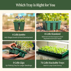 Vego garden 10" x 20" 76 Cells Seed Starter Tray Stackable Seedling Starting Germination Trays for Plants Planting Vegetables Herbs Flowers