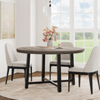 47 Inch Round Dining Table for 4-6 People, Modern Kitchen Table with Wood Metal Industrial Design, Circle Diner Table for Small Space Home Kitchen-Rustic Grey