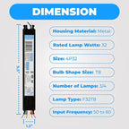 OHLECTRIC 20 Pack - Replacement for ICN4P32-SC 3&4 Lamp - T8 Fluorescent Ballast, Electronic Ballast Replacement 120-277 Volt, Instant Start - Standard and Energy Efficient Ballasts - UL Approved