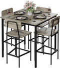 Kitchen Table and Chairs of 4, 5 Piece Dining Table Set | Sturdy Industrial Space Saving Dinette Set for Pub, Family Dinners, Apartment, Gray