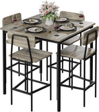 Kitchen Table and Chairs of 4, 5 Piece Dining Table Set | Sturdy Industrial Space Saving Dinette Set for Pub, Family Dinners, Apartment, Gray