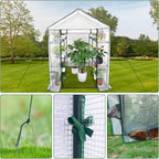 Greenhouse for Outdoors,Walk in 3-Tier 6 Shelves Green House w/ Roll-Up Zippered Door Anchors and Ropes,Waterproof & UV Protected Plant Garden Hot House for Garden Patio Backyard,57 x 57 x 76''