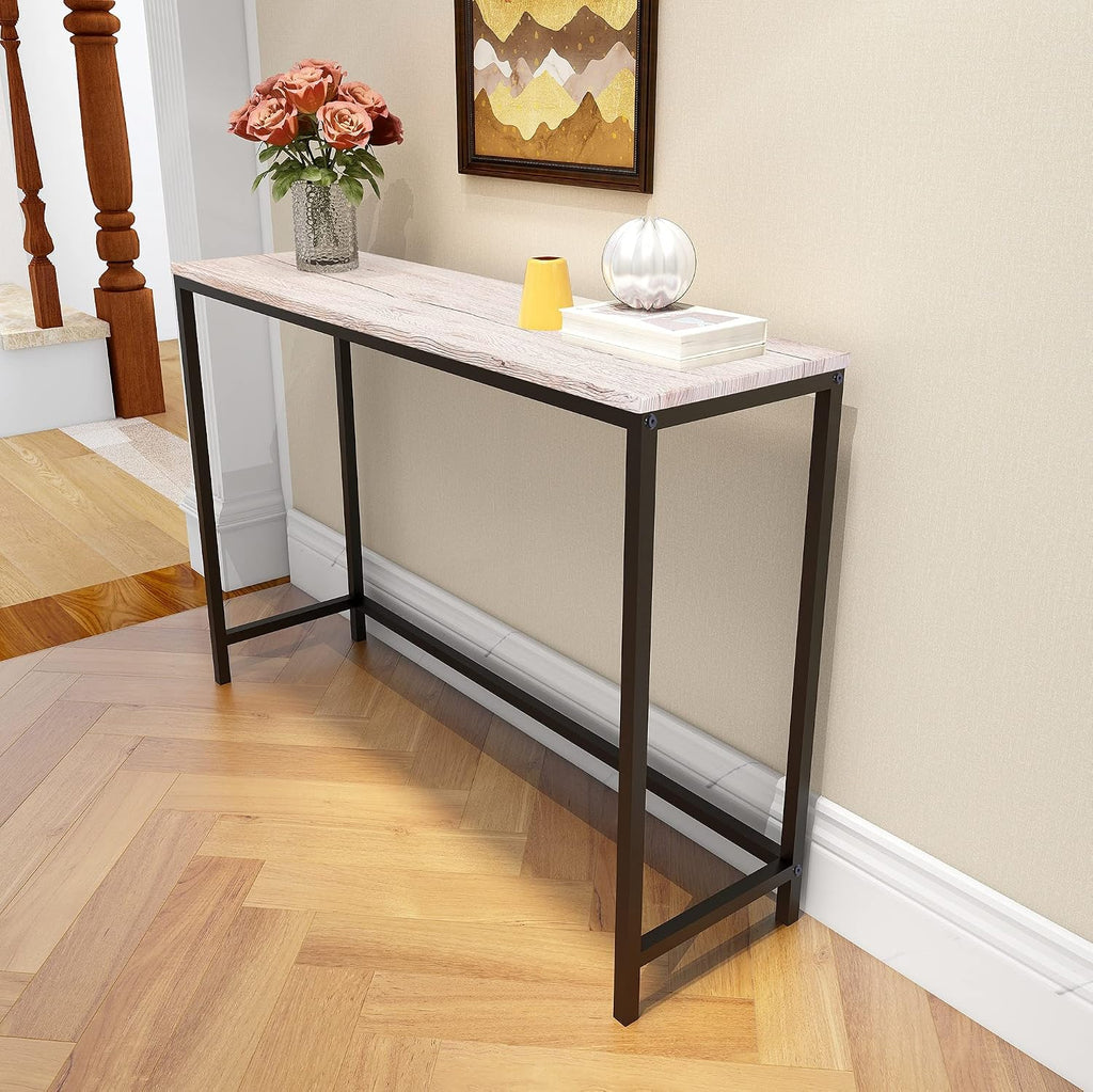 HOMERECOMMEND Console Table with Power Outlets and USB Ports,Rustic Brown | Sofa Tables with Charging Station,for Hallway, Entryway,Behind Couch Table,charging station behind couch