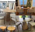 BESTANO 39” Round Solid Wood Dining Table for 4-5 People, Modern Pedestal Dining Kitchen Table, Farmhouse Small Wood Dining Table for Kitchen Easy Assemble, Saving Space, Brown