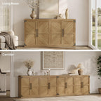SICOTAS Buffet Cabinet with 4 Doors, Modern Sideboard Cabinet with Storage and Adjustable Shelves, Large Credenza Storage Cabinet (1, Oak Brown)