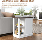SUNSITT Side Table with Charging Station, Farmhouse End Tables with Back Storage Shelf, Outlets & USB Ports, Night Stand with Storage Cabinet Drawer Adjustable Shelf, White
