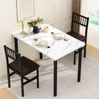AWQM 3 Piece Dining Table, Small Kitchen Table Set for 2 with Chairs(White) | Wood Breakfast Nook Table and Upholstered Chairs Set of 2,Dinette Set for Small Space,Dining Room,Office, Apartment.