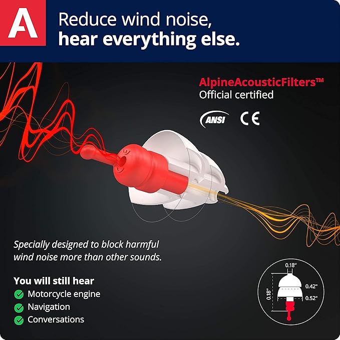 Alpine MotoSafe Pro - Premium Motorcycle Ear Plugs for Wind Noise Reduction - 20dB - Motorcycle Hearing Protection - Ultra Soft Comfortable Motorcycle Hearing Protection - 2 Pair