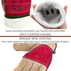 Leather Work Gloves for Women. X-Large Glove for Gardening, Tig/Mig Welding, Construction, Chainsaw, Farm, Ranch, etc. Cowhide, Cotton Lined, Utility, Firm Grip, Durable. Rose Red - Grey XL