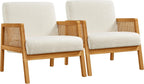 Yaheetech Rattan Accent Chairs Set of 2, Boho Vintage Armchairs, Ivory