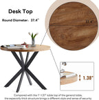Homedot 37" Round Table Set for 4 Person, Modern Kitchen Table Set, Imitation Wood Dining Table with Space Saving Dining Chairs, Dark Green Velvet Side Chairs