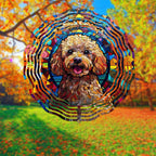 Poodle Dog Wind Spinners Outdoor Dog Memorial Gifts, 3D Metal Kinetic Hanging Garden Wind Spinner, Spinner Decor, Wind Sculptures for Outdoor & Indoor, Window, Yard Decor (Poodle 3)
