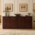 LKTART Narrow Sideboard Buffet Storage Cabinet with Solid Wood Doors,Mid Century Modern Accent Credenza Cabinet,Media Console Table for Kitchen, Living Room, Entryway-Dark Walnut