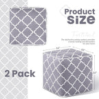Juexica 2 Pack Inflatable Outdoor Ottoman Pouf Waterproof Cube 16" Square Blow up Ottoman Footrest with Handle Outdoor Portable Footstool for Patio Garden Camping or Home Pool(Classic,Grey)