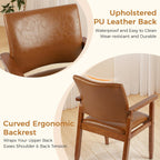 NOBPEINT Mid-Century Modern Dining Chairs with Armrest Set of 1, PU Leather Upholstered Dining Room Chairs with Solid Wood Frame, Walnut Kitchen Armchairs for Kitchen Living Room Restaurant, Brown