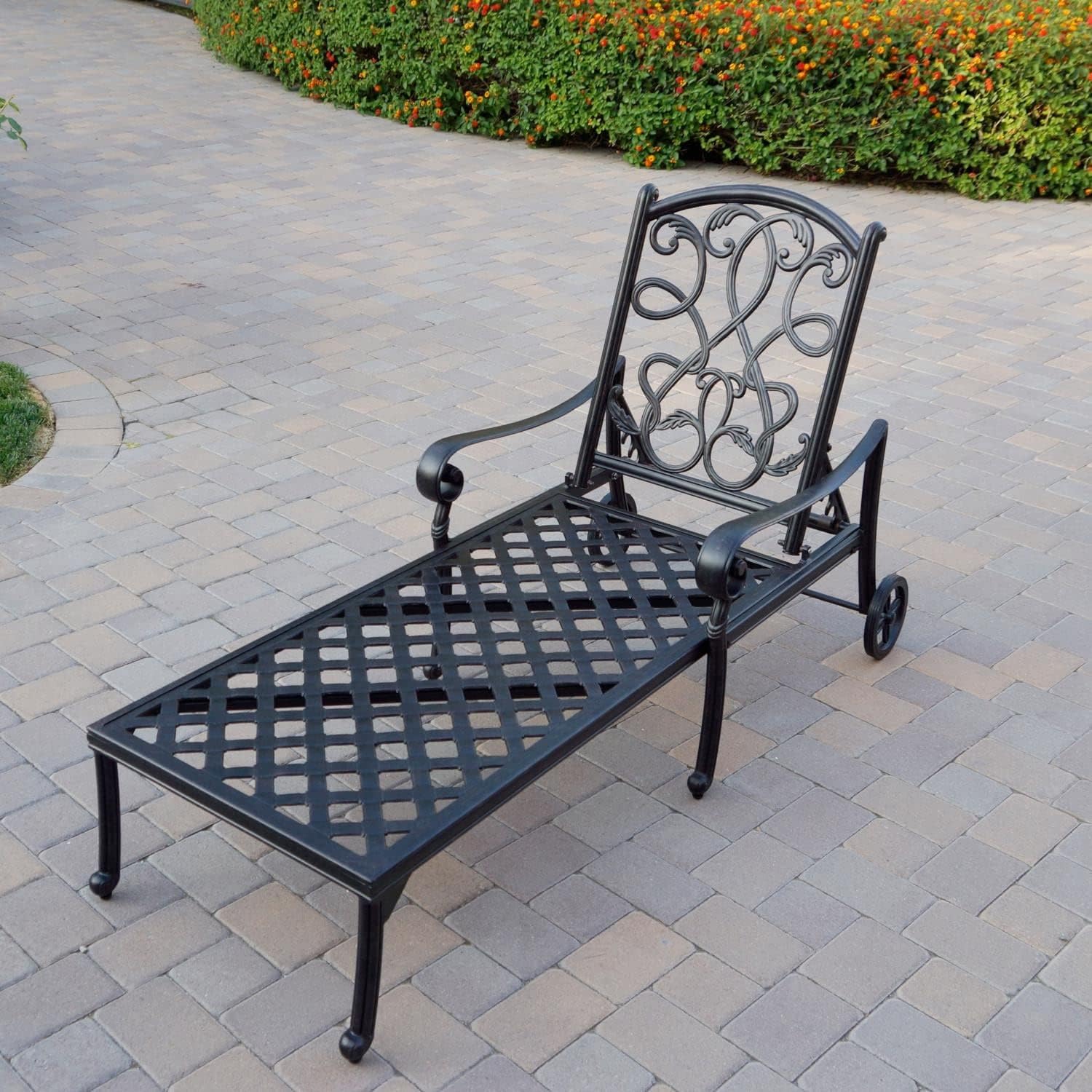 Darlee Santa Monica 3 Pc Cast Aluminum Chaise Lounge Set w/ 24 Inch Table & in Antique Bronze/Sesame