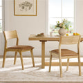 Watson & Whitely Wood Dining Chairs Set of 2, Modern Leather Upholstered Kitchen Chairs with Ergonomic Curved Backrest and Solid Wood Frame, Farmhouse Chairs for Dining Room, Living Room, Camel