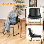GOTMINSI Dining Chairs Set of 4, 18 Inch Modern Dinner Chairs, PU Leather Armless Dining Room Chairs with Sturdy Metal Legs and Upholstered Backrest for Kitchen (Black)