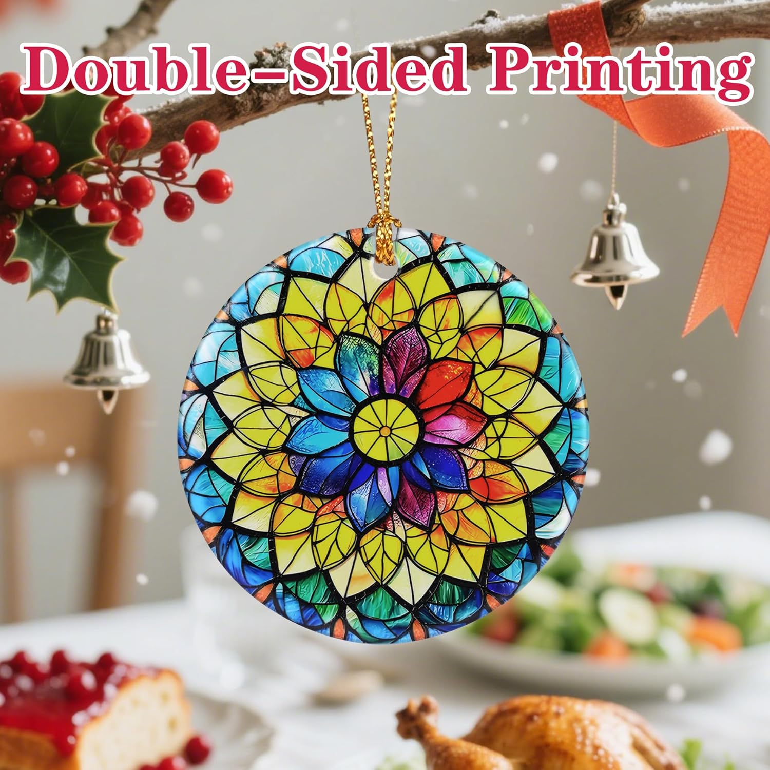 Christmas Ornaments, Ceramic-Style Christmas Decorations, Xmas Tree Ornaments, Heirloom Keepsakes, Holiday Dcor, Holiday Presents, Unique Xmas Gifts, Gift Exchange, Gift Idea - Rainbow Mandala