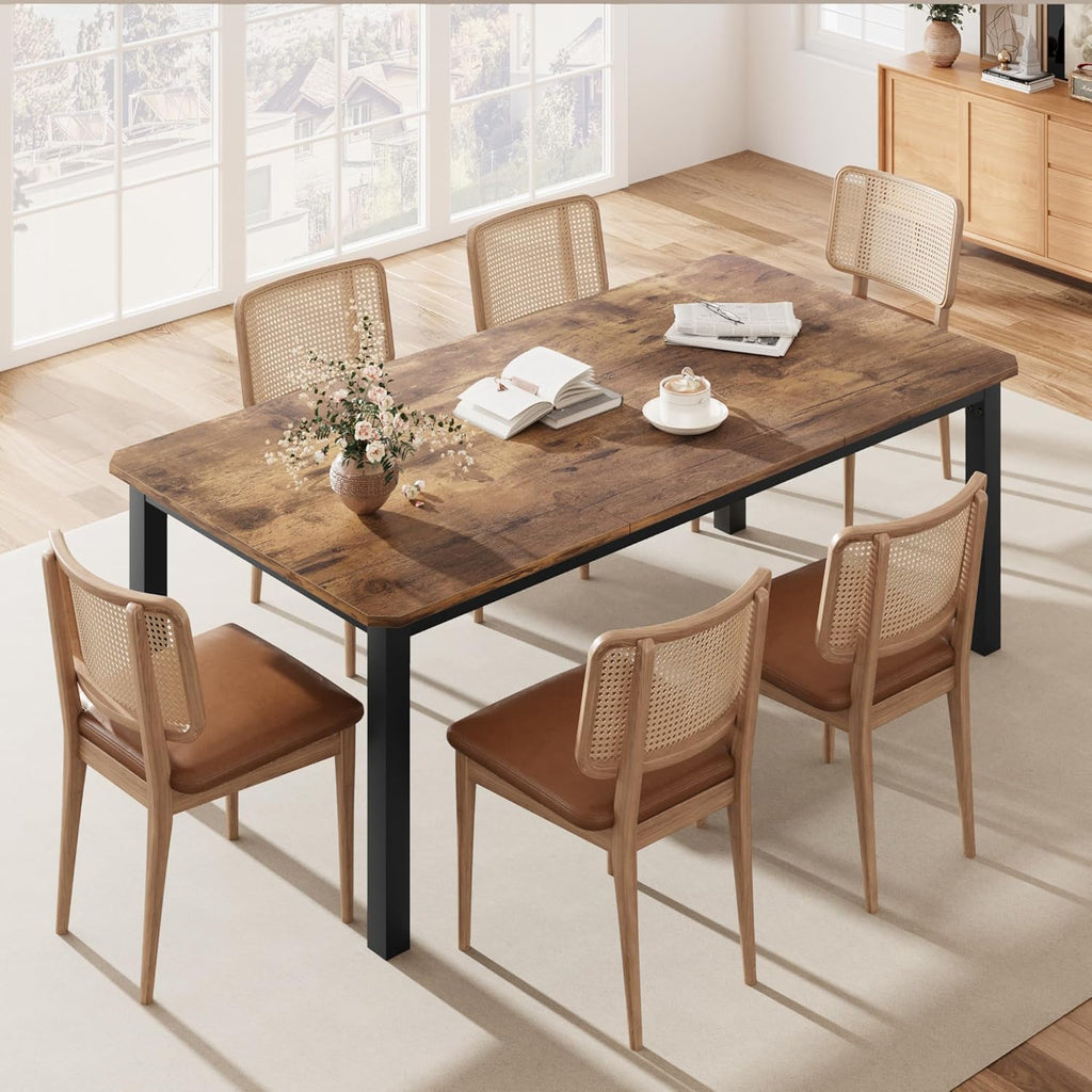 IDEALHOUSE 78.7" Long Rectangle Dining Table for 6-8 People, Industrial Wood Dinner Table (Only Table) (New Retro)