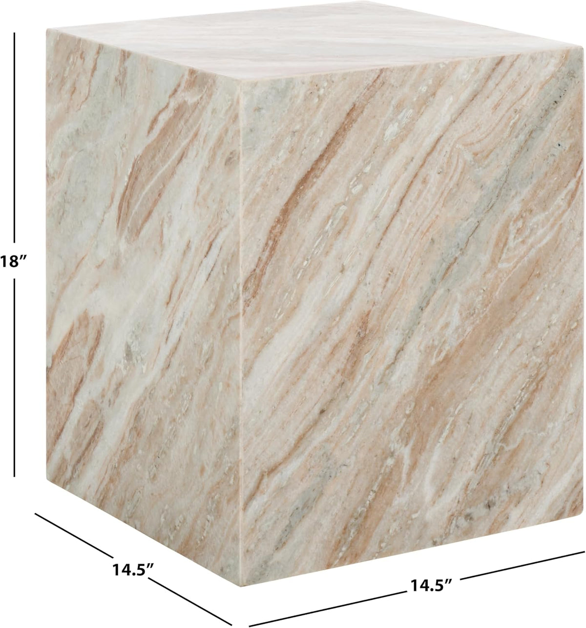 SAFAVIEH Couture Collection Katharina Brown/White Marble Plinth Accent Table (Fully Assembled)