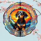 Dachshund Dog Wind Spinners Outdoor Dog Memorial Gifts, 3D Metal Kinetic Hanging Garden Wind Spinner, Spinner Decor, Wind Sculptures for Outdoor & Indoor, Window, Yard Decor (Dachshund 2)