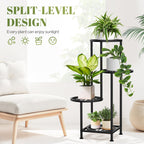 4 Tier Plant Stand Indoor Outdoor, Metal Flower Shelf Display Holder Corner