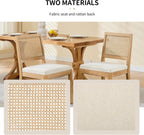 Vintage French Country Dining Chairs Set of 4, Rattan Dining Chairs with a Low Square Back, Beige 4 Dining Chair Set, Sillas para Comedor, Kitchen & Dining Room Chair (Beige, 4Pcs)