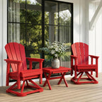 Set of 2 Adirondack Swivel Glider Chairs, All-Weather HDPE Patio Glider Set for Porch, Balcony, Heavy Duty Swivel Rocker Outdoor Seating, 360 Degree Rotation, Red
