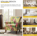 HULALA HOME Traditional Floral Accent Chair with Solid Wood Legs, Mustard | Comfy Upholstered Armchair Reading Chair with Rolled Armrests, Nailhead Trim, Removable Cushion, for Living Room Bedroom