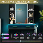 Xixini Vanity Desk with LED Lights Mirror & Power Outlet, Small Makeup Vanity Table Set with Storage Drawers, 3 Lighting Modes & Adjustable Brightness, Dressing Table for Women Girls Bedroom, Black