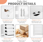 roomfitters 75" Kitchen Pantry, Freestanding Storage Cabinet Display Cabinet with Glass Doors and 4 Drawers, White