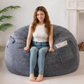 MAXYOYO Bean Bag Chair, Soft Bean Bag Sofa with Supportive Foam Filling | Plush Bean Bag Sofa with Supportive Foam Filling, Floor Sofa Seat with Side Pocket and Washable Cover, Dark Grey, 3FT