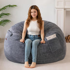 MAXYOYO Bean Bag Chair, Soft Bean Bag Sofa with Supportive Foam Filling | Plush Bean Bag Sofa with Supportive Foam Filling, Floor Sofa Seat with Side Pocket and Washable Cover, Dark Grey, 3FT