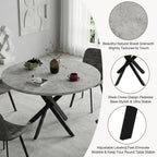 EROMMY Round Dining Table Set for 4, Modern Kitchen Table and Chairs with X-Shaped Table Legs & U-Shaped Thick Cushion, Wooden Dining Room Set for Dining Room Kitchen (Gray Table + 4 Gray Chairs)