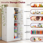 SUNLEI 47" Kitchen Pantry Storage Cabinet, Modern Freestanding Pantry Storage Cabinet with Adjustable Shelves, Buffet Cupboards Storage for Kitchen, Dining Room, White