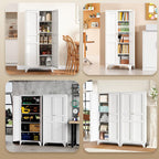 Yizosh Metal Storage Cabinet with 2 Doors and Adjustable Shelves - 61" White Kitchen Pantry Storage Tall Steel Cabinets Locker for Kitchen, Living Room, Dining Room