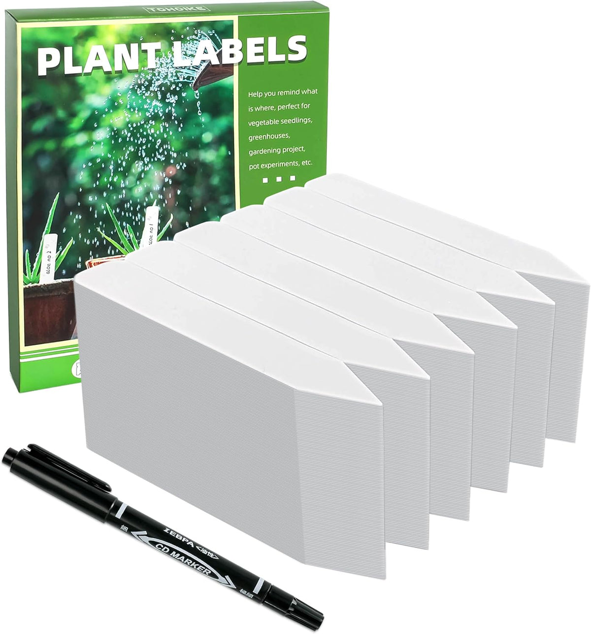 Plant Labels 4 Inch 600Pcs Plastic Plant Name Tags for Seedlings Garden Labels Markers Nursery Plant Tags Seed Labels Stakes with Permanet Marking Pen Plant Markers for Outdoor Garden (White600)