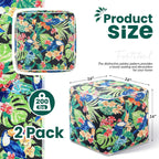 Juexica 2 Pack Inflatable Outdoor Ottoman Pouf Waterproof Cube 16" Square Blow up Ottoman Footrest with Handle Outdoor Portable Footstool for Patio Garden Camping or Home Pool(Parrot,Black)