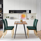 Howtek Rectangular Dining Table Set for 4, Mid Century Modern with 4 Dark Green Upholstered Velvet Kitchen Chairs, Dining Room Table Set for Kitchen, Breakfast Nook, Dining Room